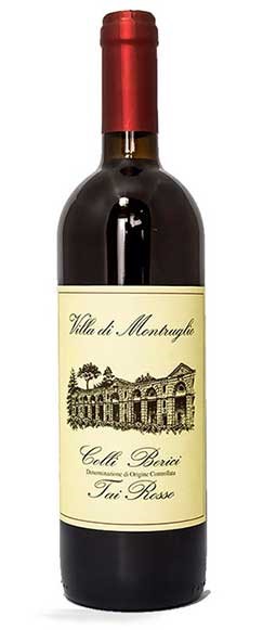 Bottiglia con etichetta di Vino Tai Rosso, Villa di Montruglio.